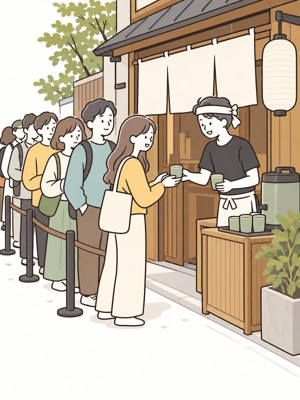 ラーメン屋の前で