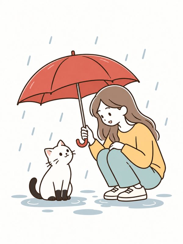 雨の日のねこ